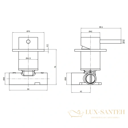 смеситель для душа встраиваемый aquame aqm8804cr,  со встроенной частью, хром