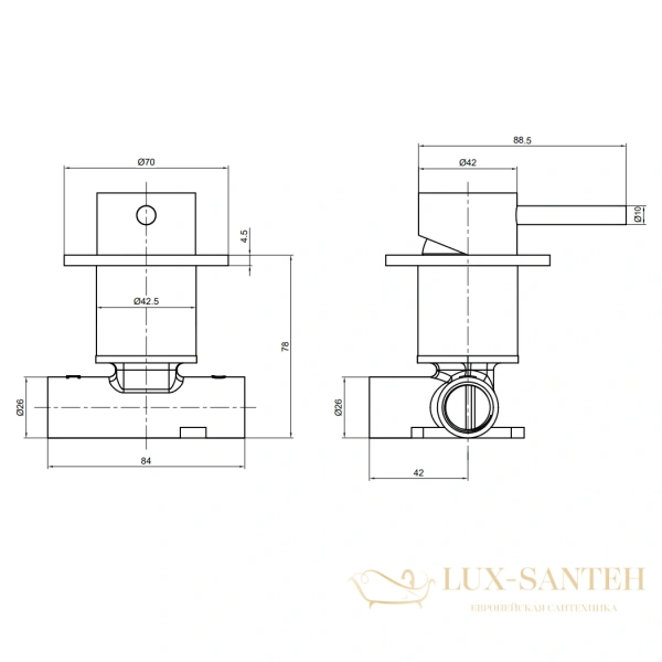 смеситель для душа встраиваемый aquame aqm8804mb,  со встроенной частью, черный матовый