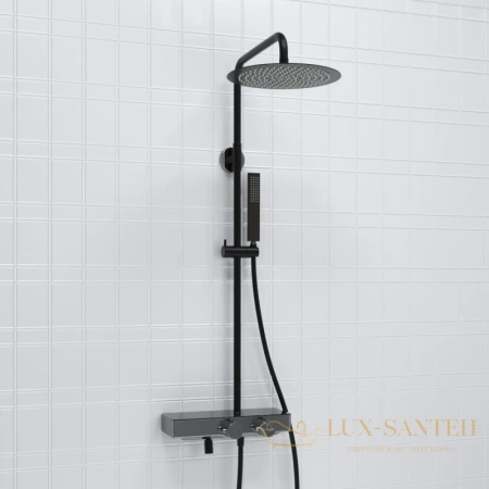 душевая система wasserkraft abens a114.160.218.cb thermo 300 мм, черный матовый