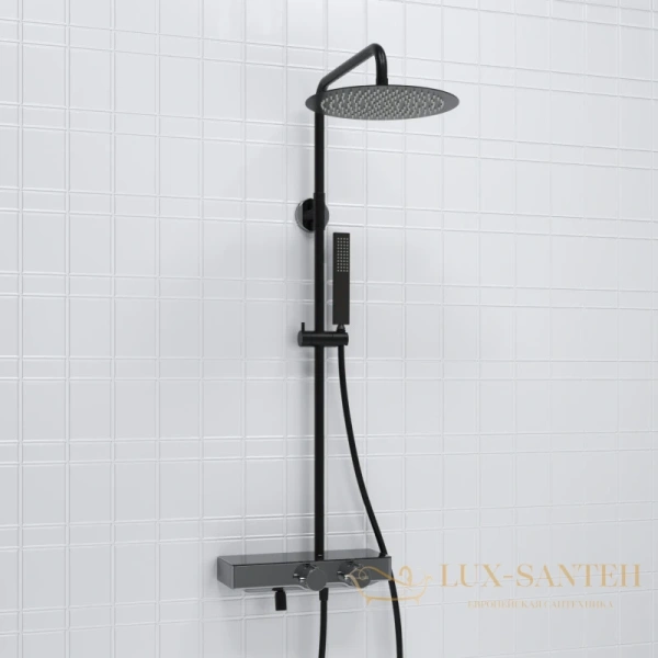 душевая система wasserkraft abens a114.160.218.cb thermo 300 мм, черный матовый