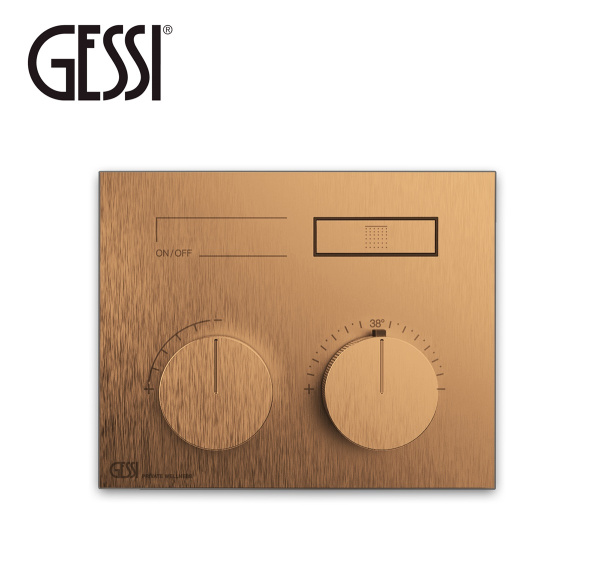 термостатический смеситель gessi hi-fi compact 63002.726 для душа, бронза шлифованная