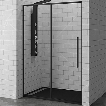 душевая дверь rgw stilvoll 32321213-14 sv-12b 130, профиль черный, стекло прозрачное