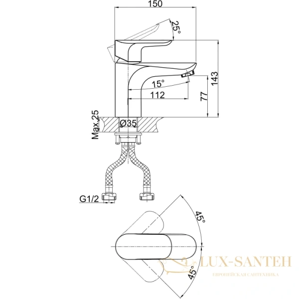 смеситель для раковины d&k venice.baciano da1032101, хром