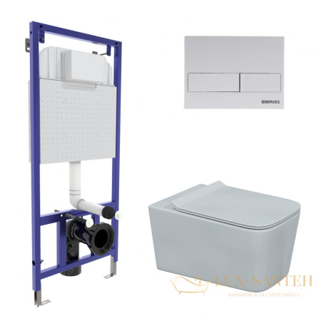 комплект berges  043278: подвесной унитаз floe с системой инсталляции novum 525 и панелью смыва, белый