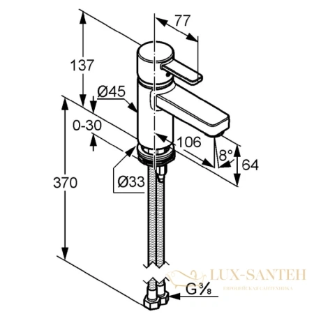 смеситель для раковины kludi zenta 382510575 без донного клапана, хром