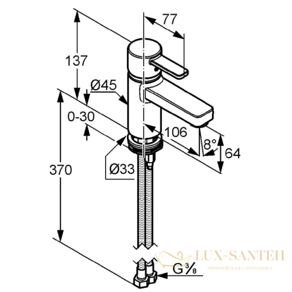 смеситель для раковины kludi zenta 382510575 без донного клапана, хром