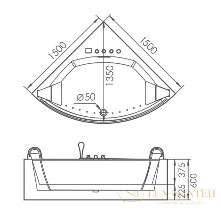 ванна акриловая гидромассажная gemy g9080, белый