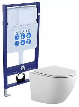 комплект set aquatek европа унитаз aq1901-00+тонкое сиденье soft-close+инсталляция aquatek