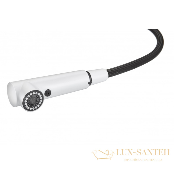 смеситель для кухни под фильтр с выдвижным изливом milacio mcu.561.wh, белый матовый