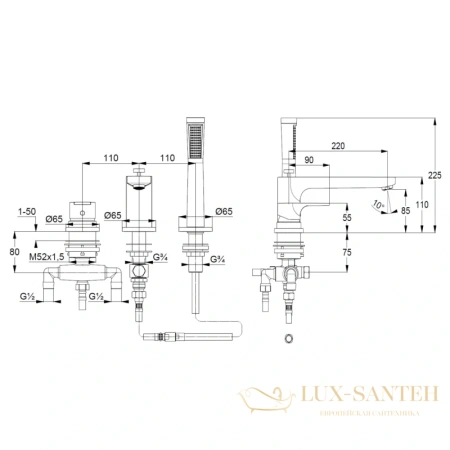 смеситель kludi zenta sl 484480565 на борт ванны, хром