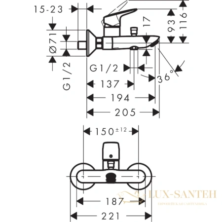 смеситель для ванны hansgrohe logis 71400670, черный матовый