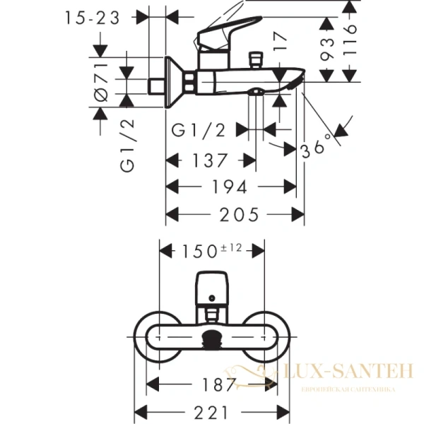 смеситель для ванны hansgrohe logis 71400670, черный матовый