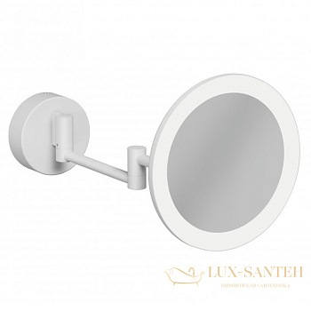 зеркало косметическое  kludi vela r 5899553w настенное, с led-подсветкой 4,5w, 3х кратное увеличение, белый матовый