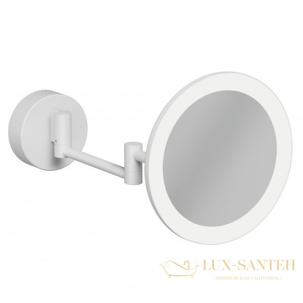 зеркало косметическое  kludi vela r 5899553w настенное, с led-подсветкой 4,5w, 3х кратное увеличение, белый матовый
