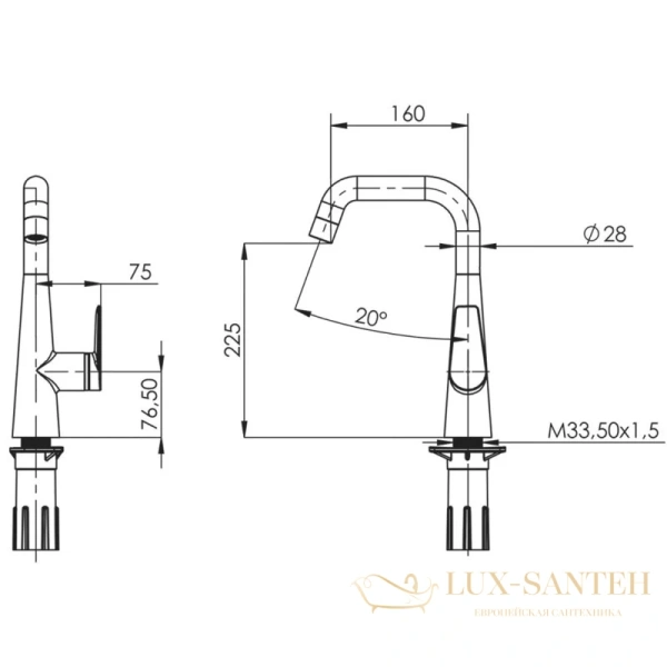 смеситель teska teco e4209 для кухни, розовое золото