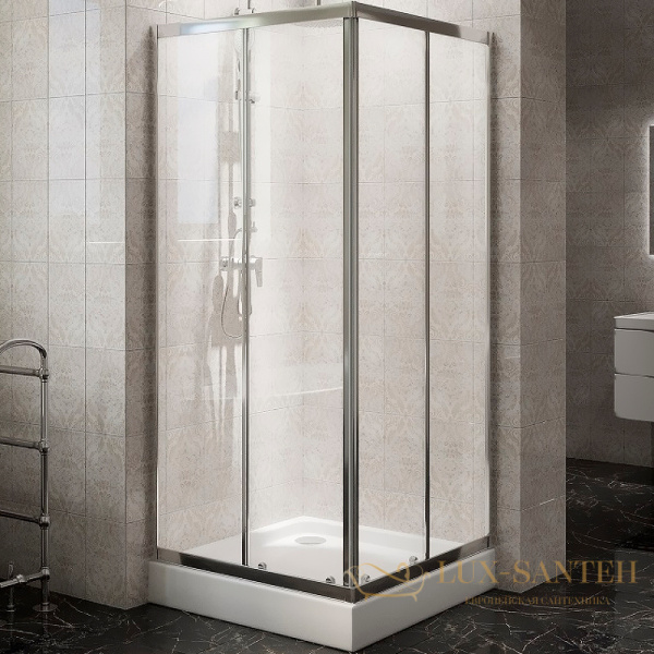 душевой уголок belbagno due due-a-2-90-c-cr 90х90 см профиль хром, стекло прозрачное 