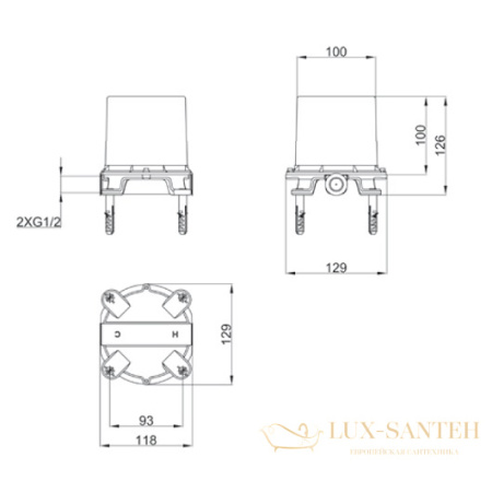 скрытая часть напольного смесителя villeroy & boch universal tvc00046500000, хром