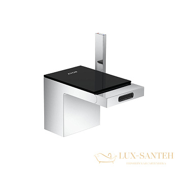 смеситель для биде axor myedition, 47210600, на 1 отв излив 145мм, со сливным гарнитуром, хром/черное стекло