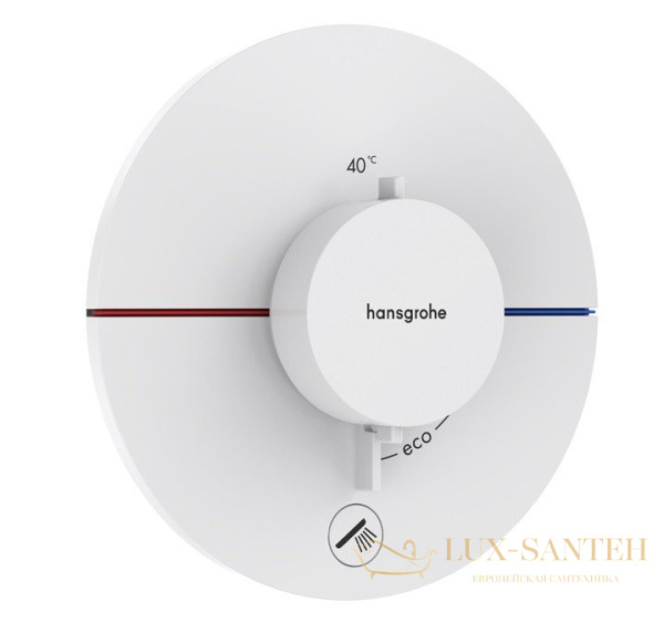 термостат для душа встраиваемый hansgrohe showerselect comfort s, 15562700, 1 выход + 1 дополнительная розетка, белый матовый