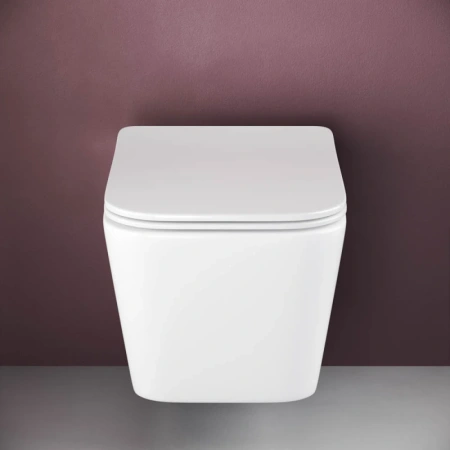 подвесной безободковый унитаз ceramica nova metric cn3007 с сиденьем микролифт, белый