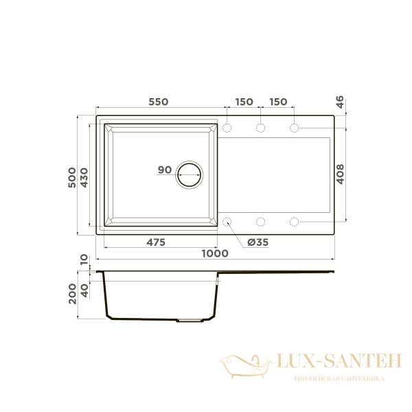 кухонная мойка omoikiri sakaime 100-dc tetogranit х темный шоколад, 4993888