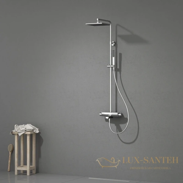 душевая система teska mira dk3602c 250 мм, хром/черный