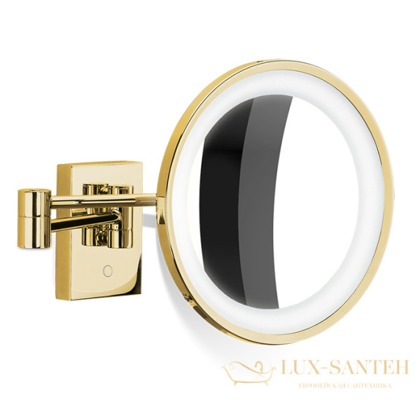 косметическое зеркало подвесное 220 мм, decor walther bs 40 led, 0124020, увеличение x5, золото