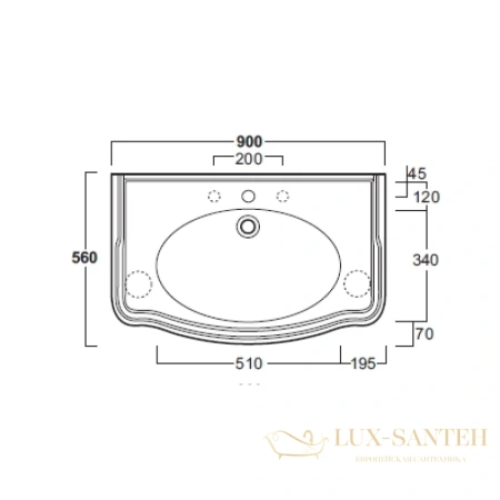 раковина simas arcade ar864bi*3 90 см, белый