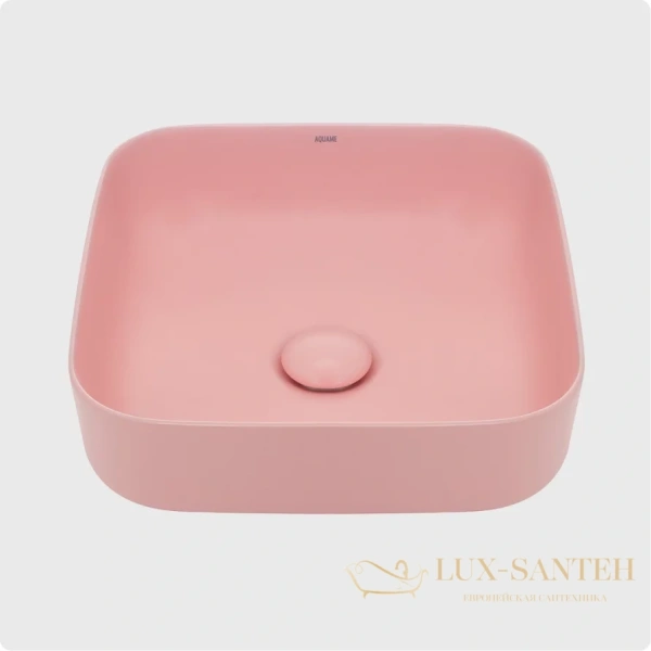 раковина накладная aquame aqm5011mp, 390*390 мм, розовый матовый
