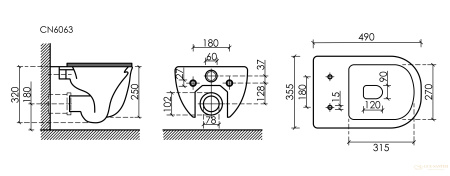 унитаз подвесной ceramica nova modena cn6063mh безободковый, с сиденьем микролифт, антрацит матовый