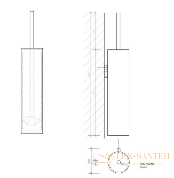 ершик для унитаза подвесной decor walther mikado, 0521378, нержавеющая сталь/черный матовый