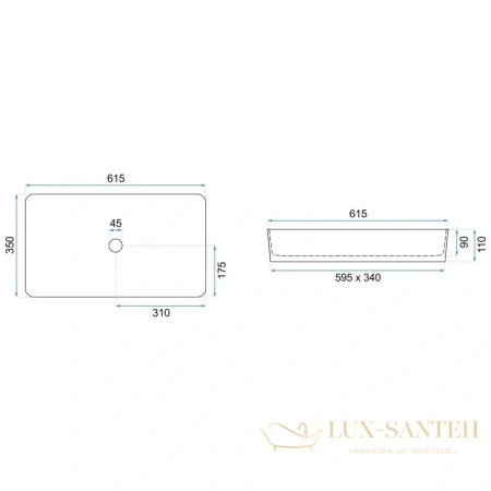 раковина rea denis rea-u3690 61,5х35 см, черный матовый