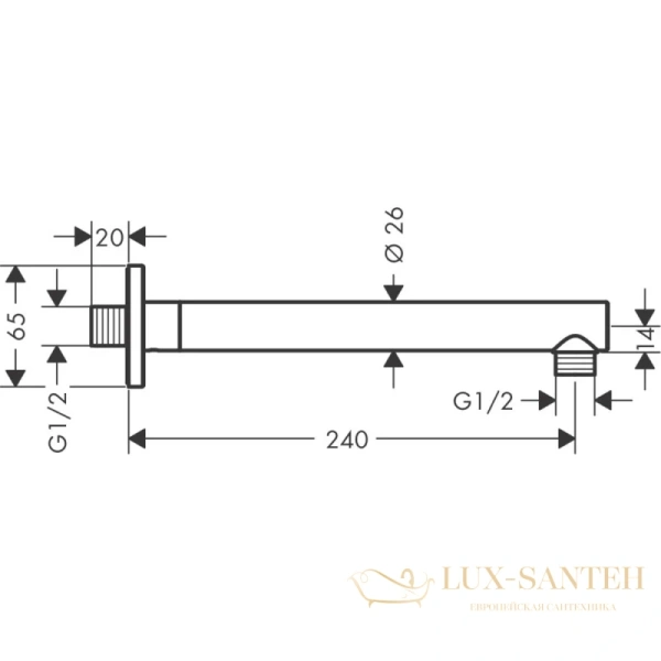 держатель верхнего душа 240 мм hansgrohe vernis shape 26405670 черный матовый