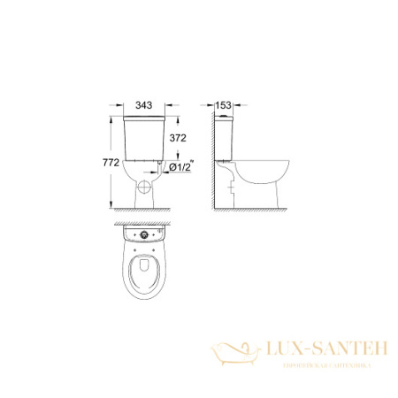 бачок для унитаза grohe bau ceramic 39436000 подвод воды снизу, белый