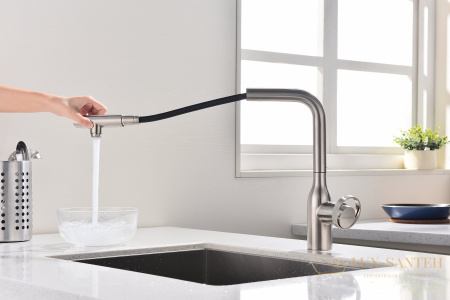 смеситель для кухни под фильтр с выдвижным изливом paulmark urban ur213104-ni, никель