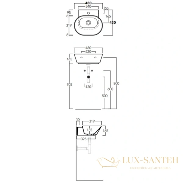 раковина simas wave wa06 bi*1 48x43 см, белый