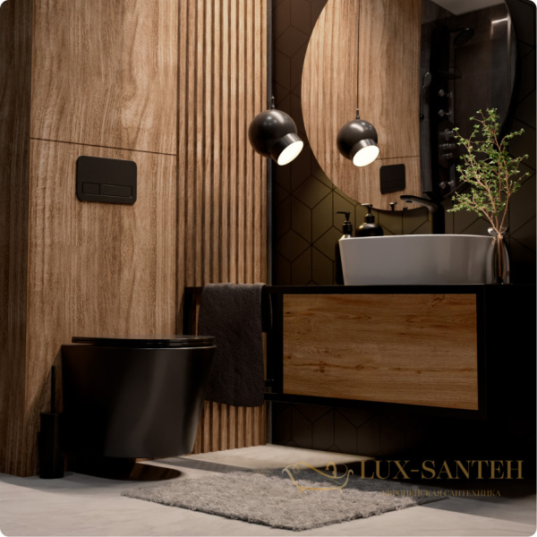 унитаз подвесной безободковый aquame aqm2001mb, с быстросъемным сиденьем softclose, черный матовый