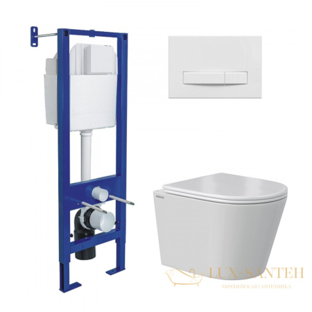 комплект berges 043383: подвесной унитаз vita с системой инсталляции atom 410 и панелью смыва, белый