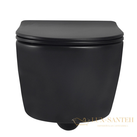 унитаз подвесной безободковый abber bequem ac1104mb, 53х36 см, черный матовый