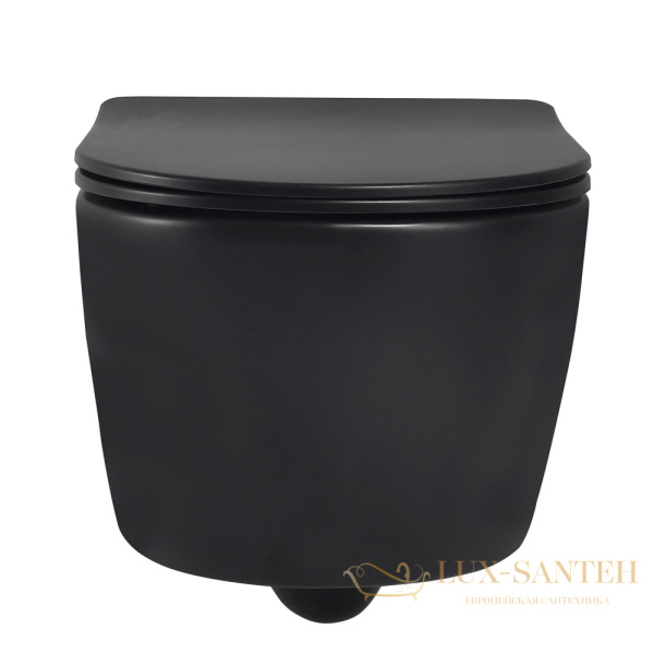 унитаз подвесной безободковый abber bequem ac1104mb, 53х36 см, черный матовый