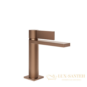 смеситель для раковины gessi inverso diamantato 73651.708, с донным клапаном, copper brushed pvd
