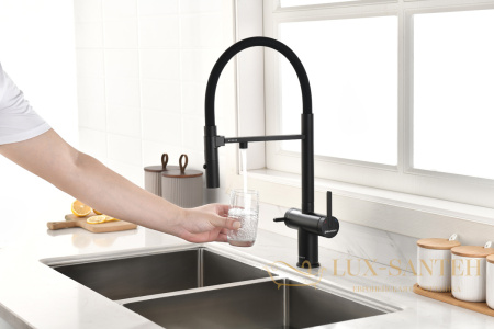 смеситель для кухни под фильтр с гибким изливом paulmark gravity gr213888-an, антрацит