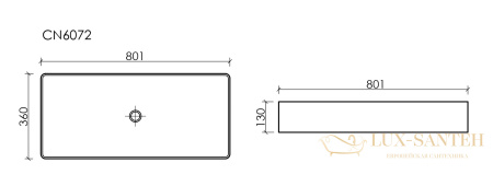раковина накладная ceramica nova element cn6072, 801*361*130 мм, белый