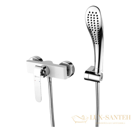 смеситель для душа lemark melange lm4933cw, с душевым набором, белый/хром