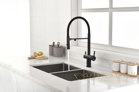 смеситель для кухни под фильтр с гибким изливом paulmark gravity gr213888-an, антрацит