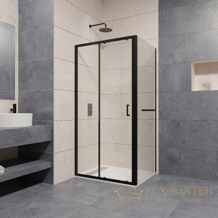 душевой уголок rgw passage 4108741129-14 pa-74-1b 120x90, профиль черный, стекло прозрачное