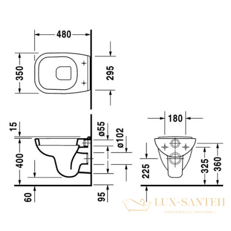 чаша подвесного унитаза duravit d-code 22110900002 компакт, белый