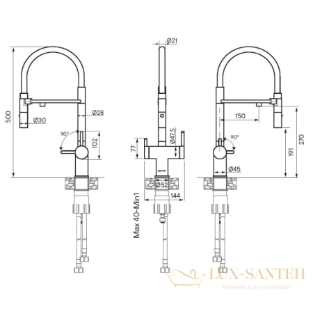 смеситель paulmark gravity gr213188-b для кухни с подключением к фильтру, беретта