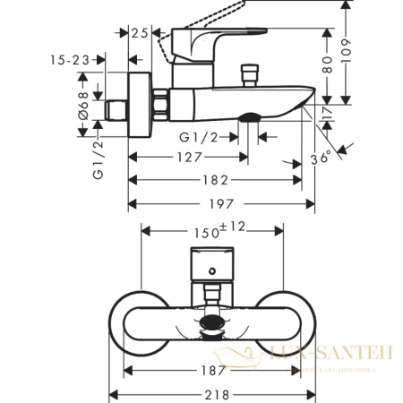 смеситель для ванны hansgrohe rebris 72450670, черный матовый
