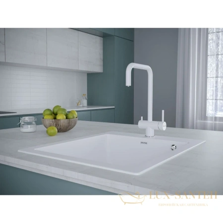 смеситель paulmark wetter we213030-431 для кухни с подключением к фильтру, хром/белый матовый